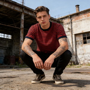 Vêtements pour hommes en gros, t-shirts rayés bretons personnalisés de haute qualité, vêtements décontractés 100% coton, fabricants de vêtements - Product Image 5