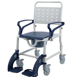 4-in-1 Rolling <strong>Shower</strong> <strong>Chair</strong> with Safety Locking Wheels &amp; Padded Seat <strong>for</strong> <strong>Elderly</strong> &amp; Disabled Seniors Bathroom Use Blue - Product Image 1