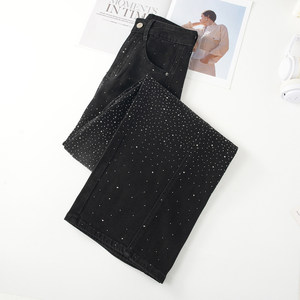 Pantalones vaqueros negros con tachuelas de <span class=keywords><strong>Astrophytum</strong></span> y corte curvo para mujer, nueva colección primavera 2026, estilo urbano vintage de tiro medio y efecto adelgazante. - Product Image 4