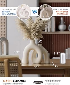 Ensemble de vases décoratifs Donut-Vases modernes de style bohème nordique Décoration intérieure Décorations en céramique mate pour étagère de salon - Product Image 2