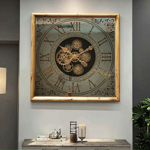 Contemporaneo orologio <span class=keywords><strong>da</strong></span> <span class=keywords><strong>parete</strong></span> in legno <span class=keywords><strong>da</strong></span> <span class=keywords><strong>50</strong></span> <span class=keywords><strong>CM</strong></span> con ingranaggi mobili Display ago per la decorazione di casa soggiorno - Product Image 2