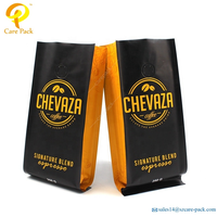 Pochettes de boîte à fond plat avec logo personnalisé pour emballage de café Pochette de boîte refermable Pochette de sac de café debout avec valve alimentaire PE
