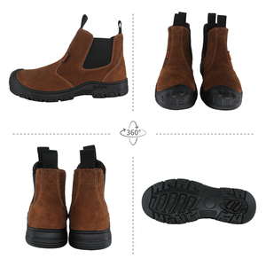 <span class=keywords><strong>Stivali</strong></span> di sicurezza Anti-puntura in acciaio Anti-puntura antiscivolo in pelle scamosciata senza <span class=keywords><strong>lacci</strong></span> alla moda per saldatura scarpe da costruzione - Product Image 4
