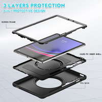 Samsung Galaxy Tab S10 Lite için darbeye TPU hibrid PC sağlam dönen kolu kavrama standı Tablet kılıfı dahili kalemlik