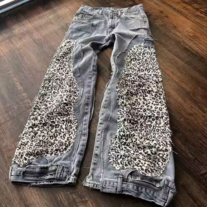 Pantalones vaqueros <span class=keywords><strong>holgados</strong></span> para hombre con acabado de pepinillo roto de lona dañada de gran tamaño de alta calidad en estilo Hip Hop de calle Vintage - Product Image 3