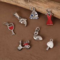 Accessoires de fabrication de bijoux de plage, acier inoxydable imperméable plaqué or 18 carats, pendentifs en forme de verre à vin rouge, breloques pour la fabrication de bijoux