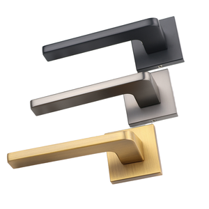 Poignées de porte carrées en alliage d'aluminium de haute qualité, style minimaliste, avec serrure, pour salle de bain, hôtel, appartement - Ambidextres, installation facile - Product Image 1