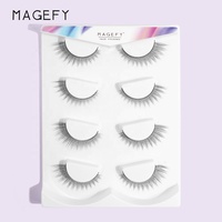 MAANGE label privé 4 paires de cils pleine bande vendeur naturel vaporeux doux bande transparente cils d'oeil de chat