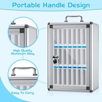 Armoire de rangement pour téléphones en aluminium à 24 emplacements avec serrure et poignée de transport, boîte de rangement pour téléphones portables pour salle de classe, salle de réunion
