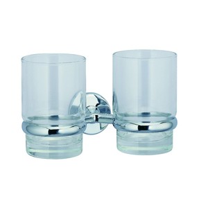 Support mural pour verre double LCM, base en alliage de zinc chromé, design classique pour salle de bain - Product Image 4