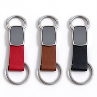 Porte-clés créatif de style chinois en alliage de zinc, anneau porte-clés en cuir PU, pendentif géométrique en métal, fermoir à anneau de traction, cadeau promotionnel