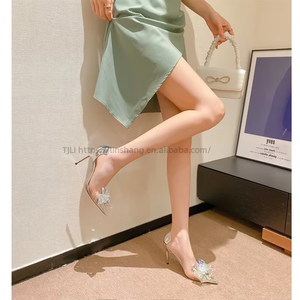 Factory Wholesale of Fashion Transparent High Heels Female Thin and Pointy Champagne Wedding Shoes - Product Image 2