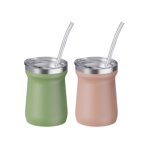 Ensemble de tasses à Yerba Maté Gourd Bombilla en acier inoxydable, isolées sous vide, thermiques, OEM, 8oz, avec paille filtrante pour le Maté - Product Image 2
