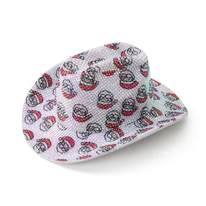 Chapeau de cowboy HLC ODM avec strass, motif Père Noël et imprimé léopard, chapeau Fedora pour fête western, idéal pour la décoration d'événements festifs - Product Image 3