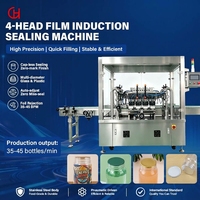 Machine de scellage par induction de film à 4 têtes pour atelier de production, équipement de scellage continu entièrement automatique pour bouteilles avec feuille d'aluminium