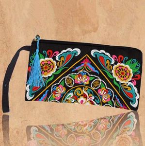 2025 Etnische Stijl Rits Bloem Vrouwelijke Borduurwerk Lange Portemonnee Dames Diner Tas Vintage Clutches Portemonnee Meisjes Portemonnee Portemonnee - Product Image 2