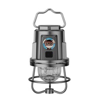 Lampe de camping rétro d'extérieur la plus vendue, à intensité variable en continu, LED haute luminosité, double lumière jaune-blanc, horloge intégrée, portable en ABS