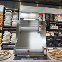 Laminoir à pâte semi-automatique en acier inoxydable avec réglage multi-étapes de l'épaisseur pour boulangerie, pâtisserie, croissants et pâtes