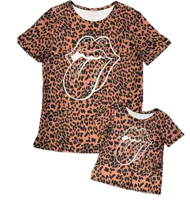 Best selling mom and me clothing outfits t shirt for family leopard printing mommy and daughter matching clothes