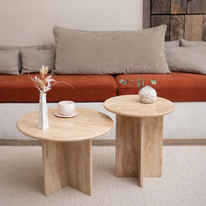 Table basse moderne en marbre Calacatta <span class=keywords><strong>Volia</strong></span> sur mesure OEM ODM, table d'appoint en travertin naturel noir pour la maison - Product Image 3