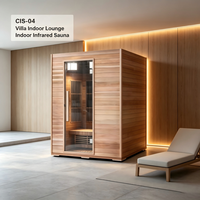 Cabine de sauna infrarouge étroite et large 1500x1100x2000mm en bois de pruche/cèdre/épicéa, cabine vapeur 2 personnes pour appartements et hôtels de charme
