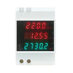 AC 80-300V 0-100A Ammeter Voltmeter Powermeter Din Rail LED Volt Amp Meter Active Power Voltage Current
