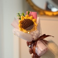 Mini bouquet de tournesols au crochet faits main, fleurs éternelles en fil, cadeau d'emballage, souvenir de mariage, décoration de table, vente en gros