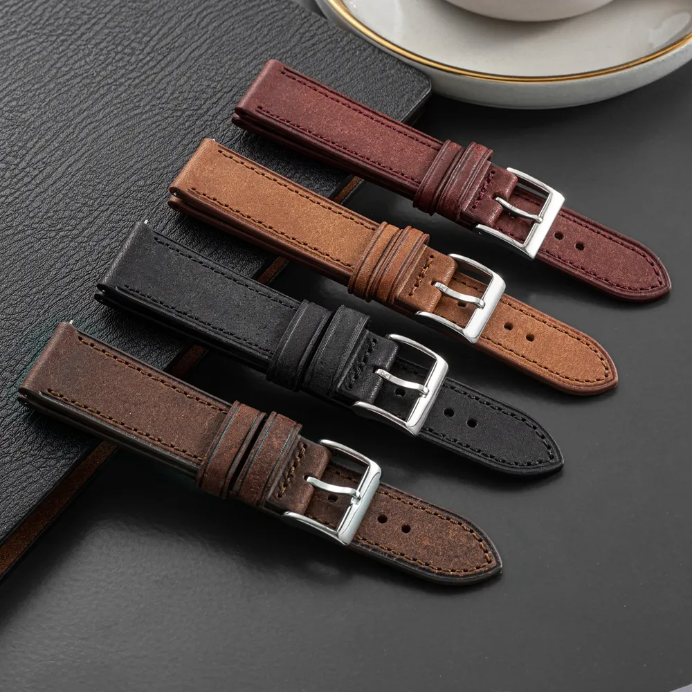 EACHE 18mm 20mm 22mm 24mm Genuine Italy Pueblo Leather Band Vintage Leather Watch Straps