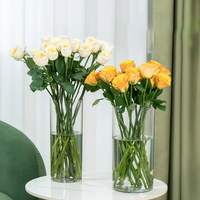 Vase à fleurs cylindrique en acrylique RosPynn, 7,86 pouces de haut, transparent, pour table, mariage, décoration de la maison, incassable, 3,94 x 7,86 pouces