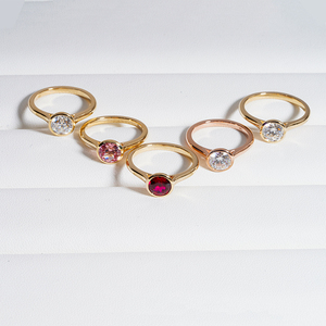 סט תכשיטי סט תכשיטים טבעת OEC מויסניט טבעות סוליטר 10K זהב צהוב 6.5 מ""מ מצופה זהב טרנדי ישן חיתוך אירופאי - Product Image 3