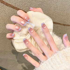 Venta al por mayor 10 piezas hechas a mano francés púrpura gato ojo prensa en las <span class=keywords><strong>uñas</strong></span> corto cuadrado redondo reutilizable personalizado <span class=keywords><strong>uñas</strong></span> artificiales OEM - Product Image 6