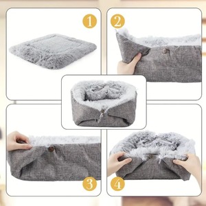 Customizable Round <b>Plush</b> Pet Bed – OEM/ODM, Striped, Dual-Use Warm Nest for <b>Cats</b>, Dogs & Reptiles - Product Image 2