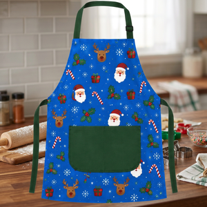Tablier uniforme bleu et rouge en polyester robuste pour Noël, vente en gros - Product Image 3