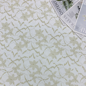 Tessuto in Pizzo Bianco Elegante con Filo Metallico Floreale Beige, <span class=keywords><strong>Tulle</strong></span> Ricamato Trasparente per Abiti da Donna, Decorazioni per Matrimoni e Abbigliamento da Sposa - Product Image 4