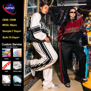 Conjunto Deportivo QZFSO Personalizado, Estilo Urbano, Holgado, Unisex, Cuello Alto, Retro, Hombros Caídos, Traje Deportivo Holgado - Product Image 1