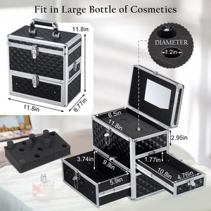 Nail Supplies Storage <b>Case</b> Travel Nail Storage Box Large <b>Makeup</b> <b>Case</b> with Mirror Cosmetic Organizer for Make up Artist Nail Tech - Product Image 5