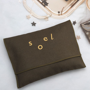 Eco Friendly Organic Custom Logo Printed Cotton Twill <b>Envelop</b> Bag Green Small Size for Cosmetic Shopping Gift Cloth Dust Pouch - Product Image 2
