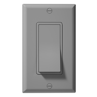 Interrupteur mural à bascule gris MVAVA /CU, panneau plastique, style américain, 15A 120V/277V, 1 gang, WR, unipolaire, pour alimentation électrique et éclairage