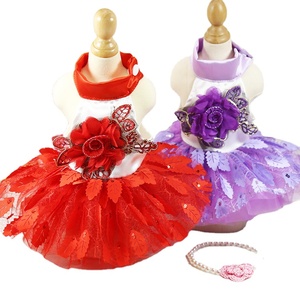 Хит продаж, дизайнерская юбка с блестящими листьями, Милое Свадебное платье для собаки, официальная одежда для домашних животных - Product Image 1