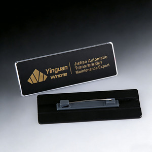 <span class=keywords><strong>Badge</strong></span> nominatif en <span class=keywords><strong>plastique</strong></span> personnalisé à <span class=keywords><strong>impression</strong></span> dorée, durable avec attache de sécurité, <span class=keywords><strong>impression</strong></span> personnalisée pour employés de la technologie, prix usine - Product Image 1