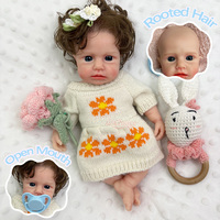 Adorable poupée reborn en silicone intégral de 12 pouces, yeux ouverts, bouche ouverte, nouveau-né souple avec joues chéruvines et peau veinée