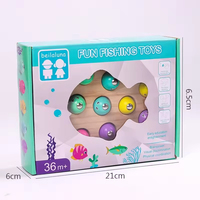 Permainan Memancing Kayu Bayi Montessori Mainan Latihan Fokus Sensorik Interaktif Lucu untuk Balita Pendidikan Dini Obo 21x17x6cm