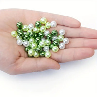 Perles rondes en plastique ABS imitation couleur verte de 6 mm en gros, perles de décoration sans trou pour la fabrication de bijoux
