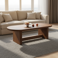 Table basse rectangulaire semi-circulaire moderne en bois massif de noyer noir, petite table d'appoint plate pour salon YUMU YU MU-C99 Five