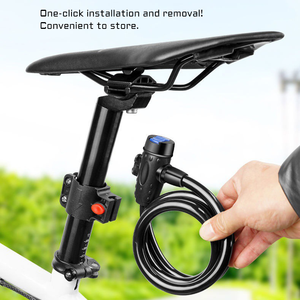 Serrure de vélo 35 pouces 2 clés équipement de plein air serrure de câble de vélo à enroulement automatique avec support de montage - Product Image 3