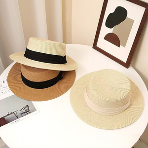 <span class=keywords><strong>Chapeau</strong></span> de paille à bord plat personnalisé avec logo, pour <span class=keywords><strong>homme</strong></span> et femme, idéal pour l'été, la plage et les activités de plein air - Product Image 2