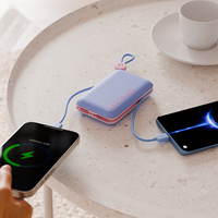 Aisolove Nuevo Cargador Portátil de 10000mAh con Cable Integrado y Cable Tipo C, Mini Banco de Energía Portátil