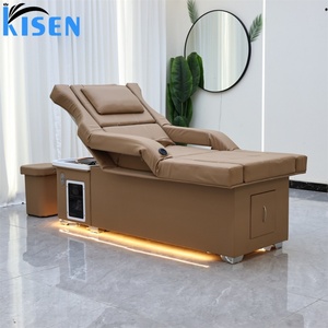 โต๊ะทำเล็บ Kisen อุปกรณ์ร้านเสริมสวย เตียงสระผมปรับระดับไฟฟ้าพร้อมไฟ LED สำหรับสระผม - Product Image 2