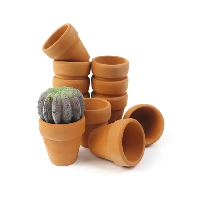 Mini vasos de argila para plantador, pequena mini potes de argila e flor de terracota 1.7"