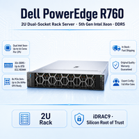 Server Dell R760 2U Rackmount Dual Socket 32 DIMM DDR5 PCIe 5.0 NVMe untuk AI, Pembelajaran Mesin, Virtualisasi, dan Pusat Data